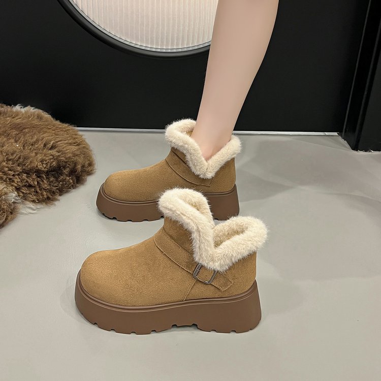 Street Fashion Online - Zimowe buty damskie na grubej podeszwie,
