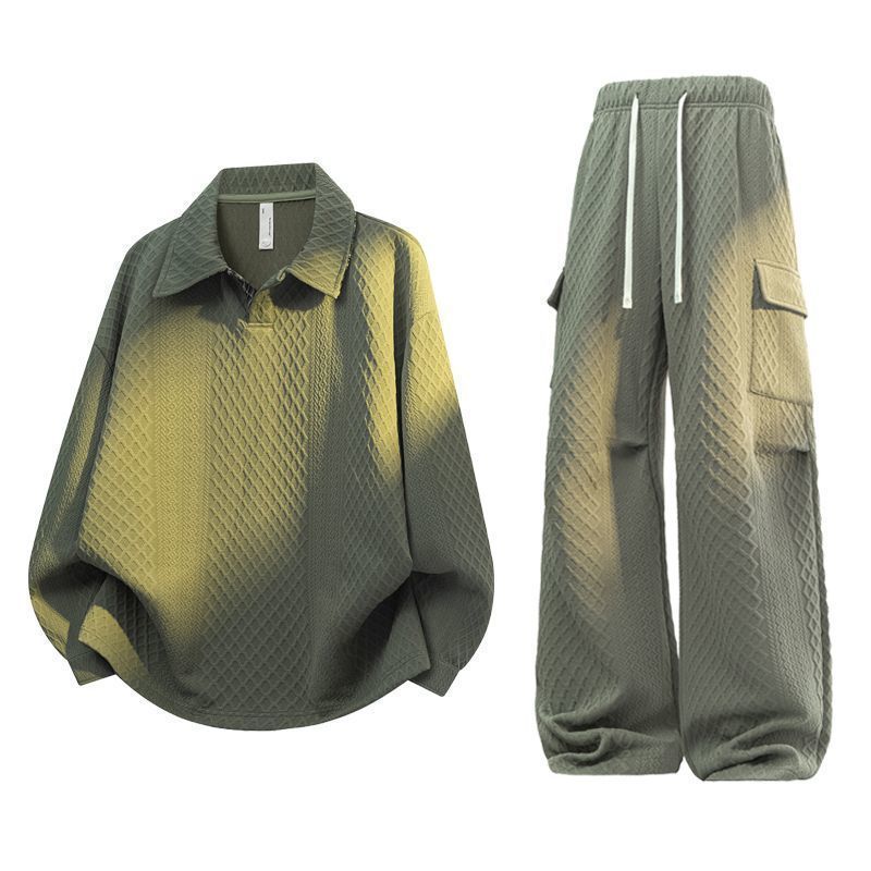 Cargo Pant Wide - Unisexowy zestaw: koszulka polo w kratkę
