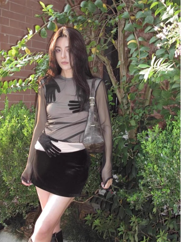 Seksowna, czarna, jednokolorow – Mesh Top Layering recenzja i cena
