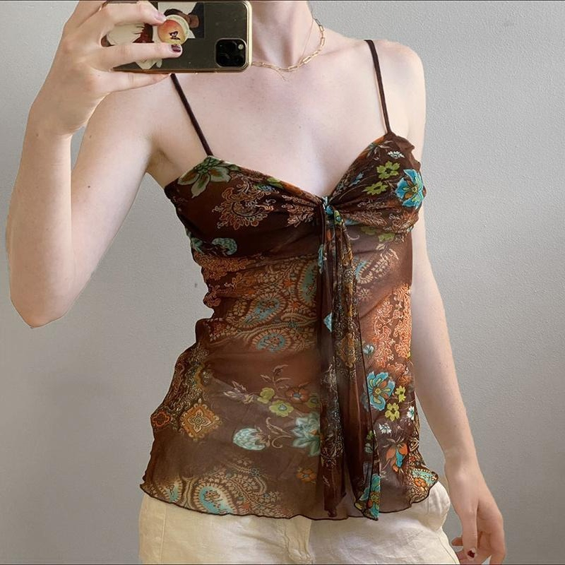 Vintage Boho Kwiatowy Top na R – Mesh Top Layering recenzja i cena
